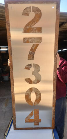 Stainless steel over rusted steel address sign (jumbo)